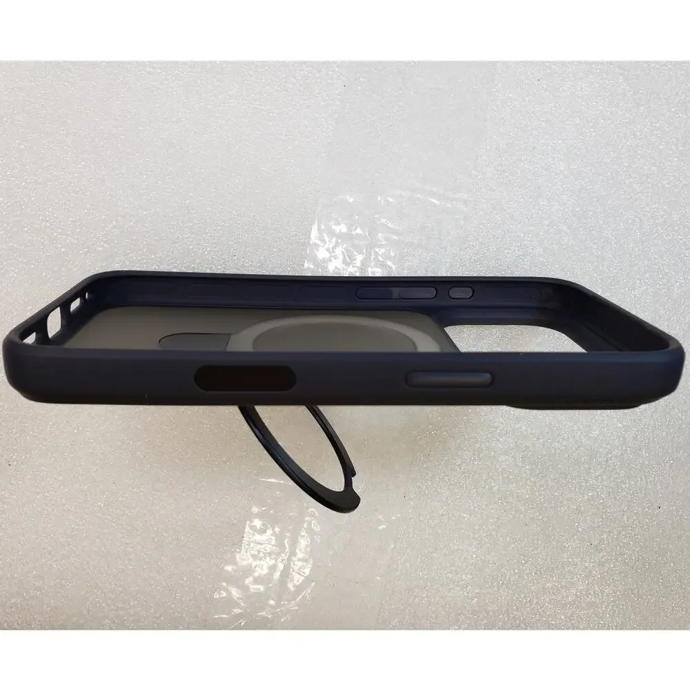 TORRAS Magnetic Stand Case for iPhone 17 Pro – Navy Blue / Matte Frosted Clear